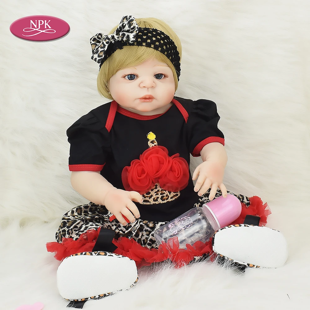 

NPK Reborn Baby Full Body Silicone Girl Doll Bath Toy 55CM Lifelike Toddler Newborn Babies Fashion Doll 2019 Realistic Baby Doll