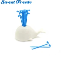 Sweettreats 1set Cute Whale Fruit Cake Dessert Fruit Vegetable Fork Toothpick Salad Forks Home Kitchen Decoration