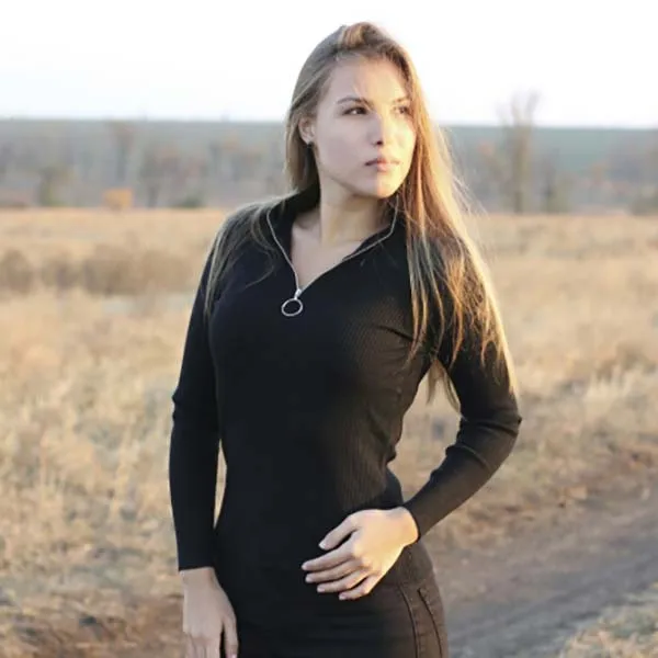 Casual Zipper Sweater Women Turtleneck Elastic Knitted Long Sleeve Black Pullovers Spring Female Jumper Soft Plus Size feminino