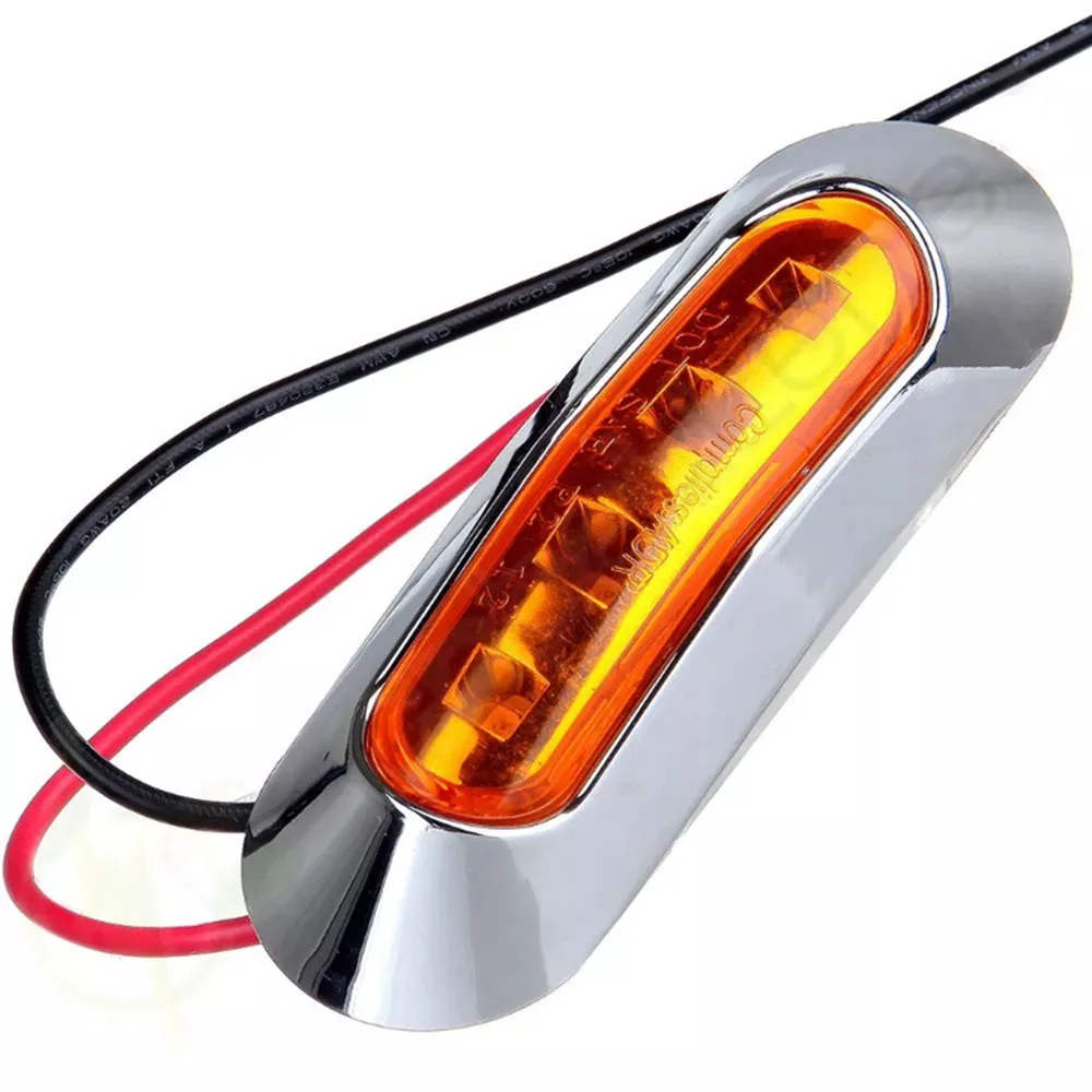 2x 12v 24v AmberRed 4-LED Side Marker Tail Light Lamp Clearance Trailer Truck (3)