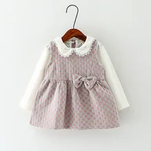 Automne enfants vêtements de fille Coréenne à manches longues T-shirt + robe 2 pièce bébé Princesse robes roupas infantis menina 1-3Y