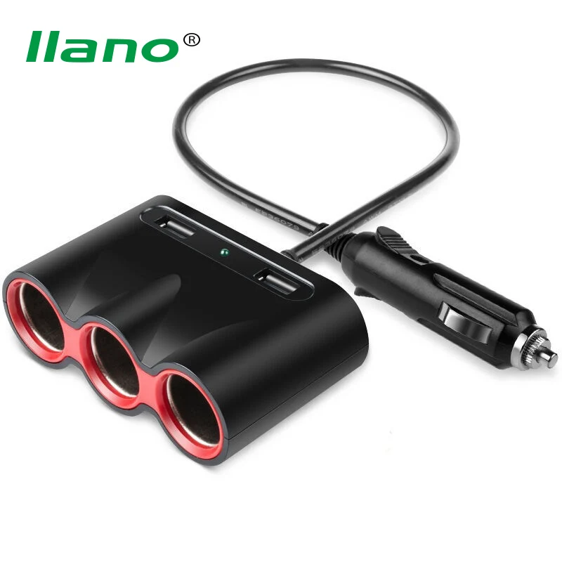 llano 3 1A Fast font b Car b font Cigarette Lighter Adapter 3 Way Cigarette Lighter