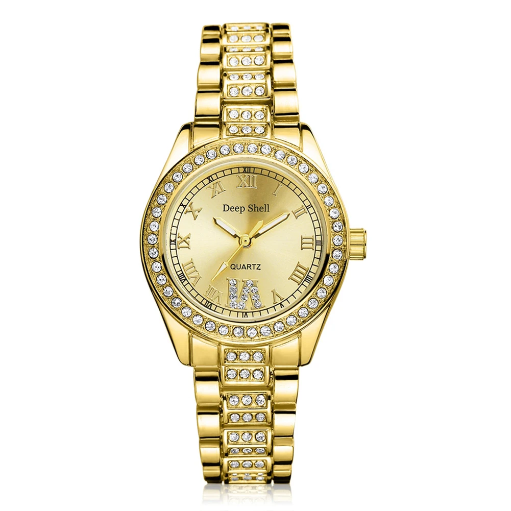 

Golden Women Watches Dismond Dial Quartz Watch For Women Stainless Steel Ladies Dress Watch relogio dourado feminino