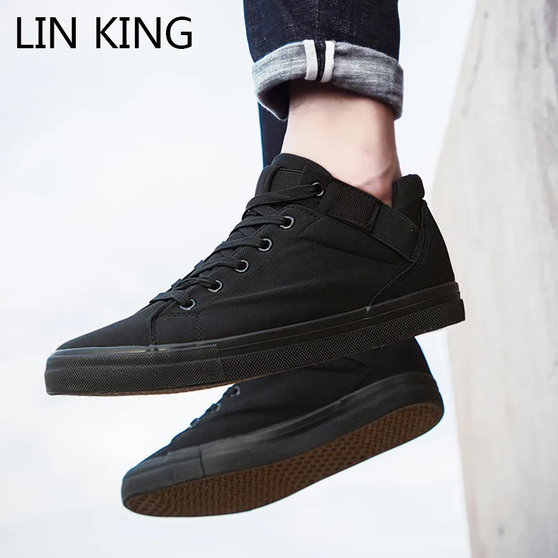 

LIN KING Top Quality High Top Men Sneakers High Top Casual Canvas Shoes Height Increase Sports Shoes Anti Skid Man Casual Shoes
