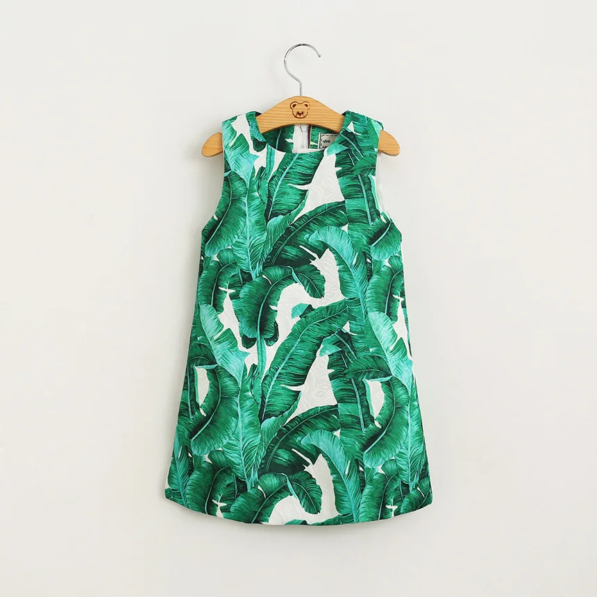 

new 2018 spring baby girls vest dress banana leaf children clothing toddler kids dresses cotton sleeveless girl enfant costume