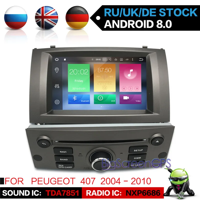 Android 9,0 9,1 автомобильный dvd-плеер gps ГЛОНАСС навигация для peugeot 407 2004-2010 4 Гб ОЗУ 32 Гб ПЗУ Мультимедиа Радио стерео DSP