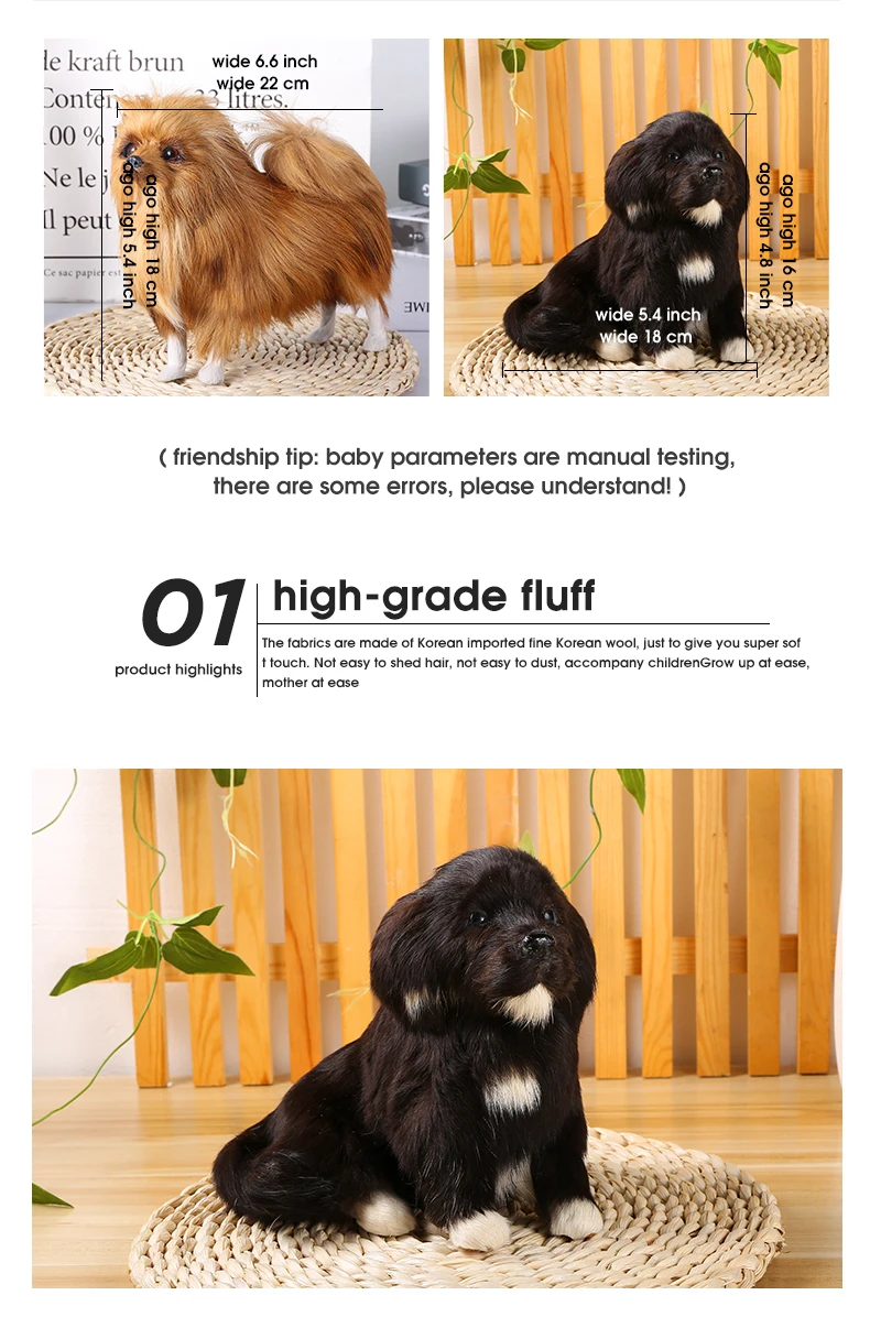 Simulação de Polietileno Brinquedo do Cão Boneca de Presente Decoração de Casa Decoração de Festa Nova Peles Natural Pomeranian Floresta & Cor 5 Cheap Pelúcia da vida real