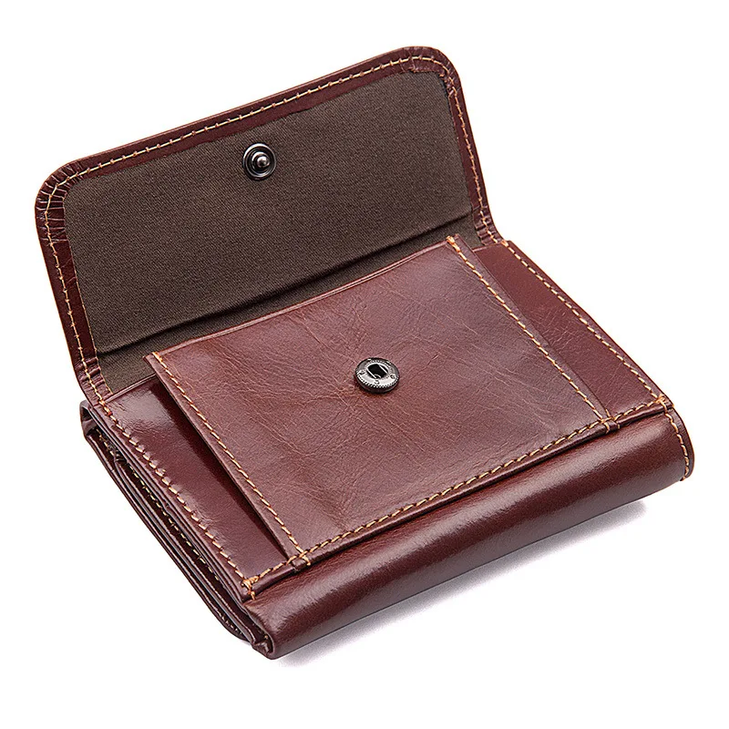 Men Money Clip Wallet Genuine Leather Mini Wallets with Coin Bag Male Hasp Purse Card Holers with Clamp