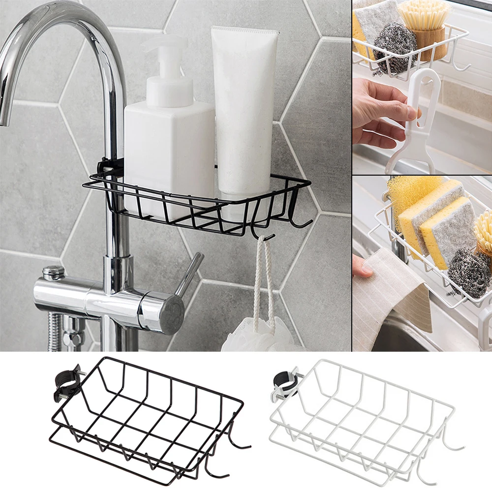 1pc Stainless Wrought Iron Sponge Holder For Kitchen Sink Around