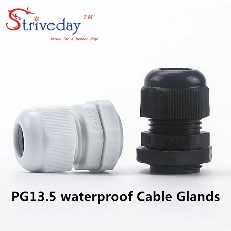 100 шт./лот Белый Черный PG13.5 нейлоновый кабельный сальник для герметизации провода принадлежности для прокладки кабелей Разъем светодиодного кабеля водонепроницаемый сальник