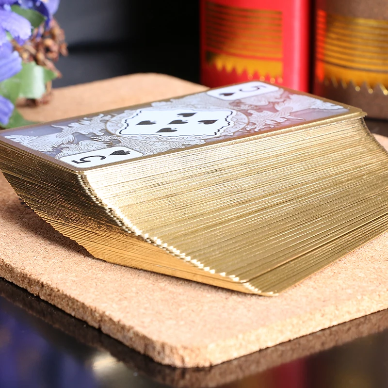

Golden Edges Waterproof Transparent Playing Cards Plastic Collection Casino Poker Cards, Creative Playing Cards for Bridge Games