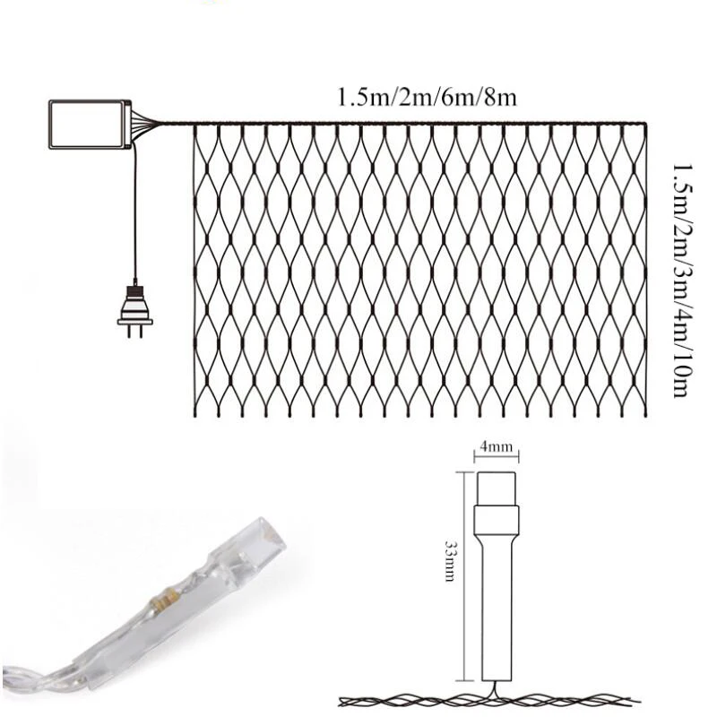Рождественский светильник, уличный, внутренний, светодиодный, сетчатый светильник s 6M x 3M 3M x 2M 2M x 2M 1,5 M x 1,5 M Max для украшения дома, настенный светильник-вспышка