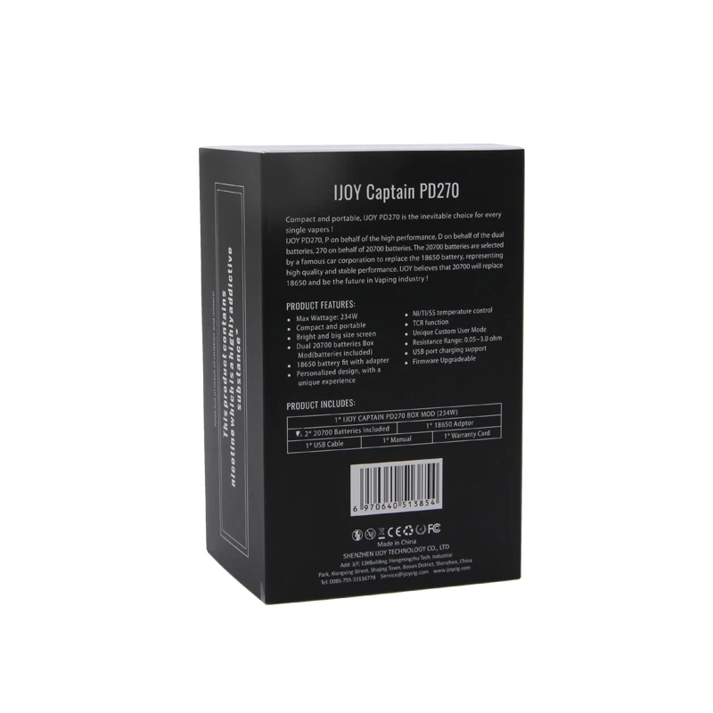 Original IJOY Captain PD270 Box MOD Vape 234W NITISS TC Electronic Cigarette Vaper Includes 20700 Battery New Color 02