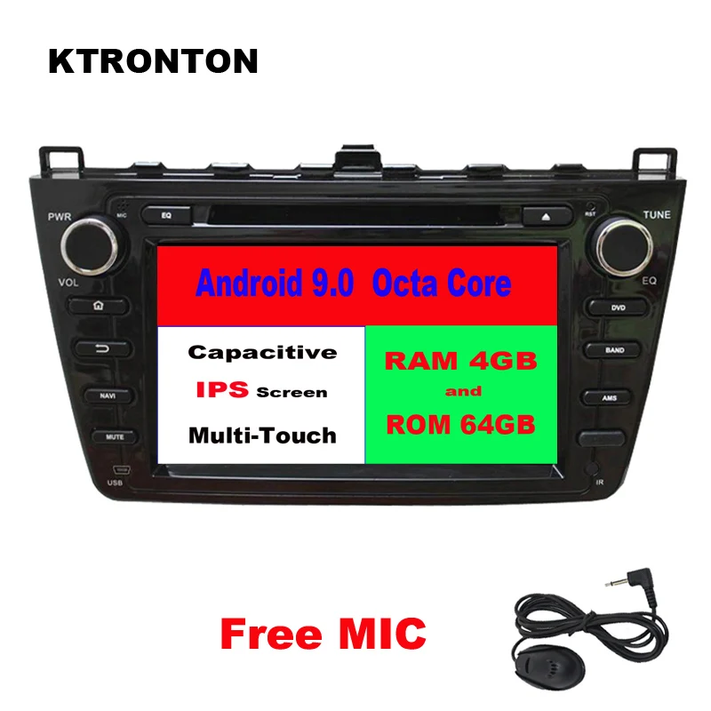 

IPS Screen DSP 64GB ROM Octa-core Android 9.0 Car DVD Player for Mazda 6 2008-2012 Radio RDS GPS Glonass Navigation Wifi DVR