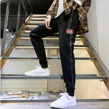 

elastic waistband black color casual harem pencil pants Joggers trousers for men boys spring autum season