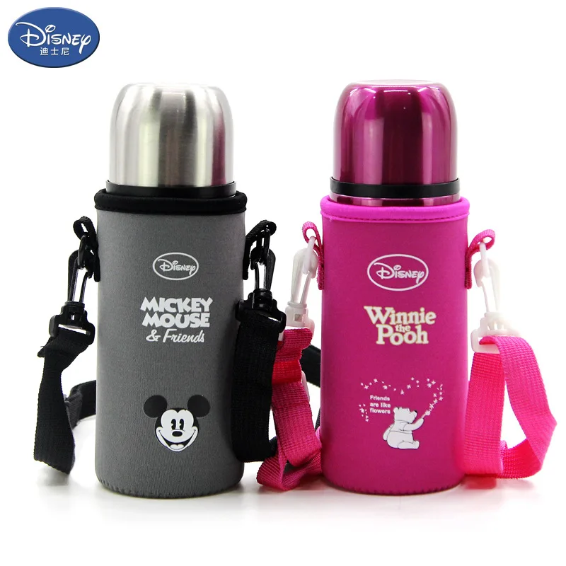 

Disney 350ml cartoon mug 304 stainless steel baby drinking cup with rope with cup cover shatter-resistant leak-proof safety cup