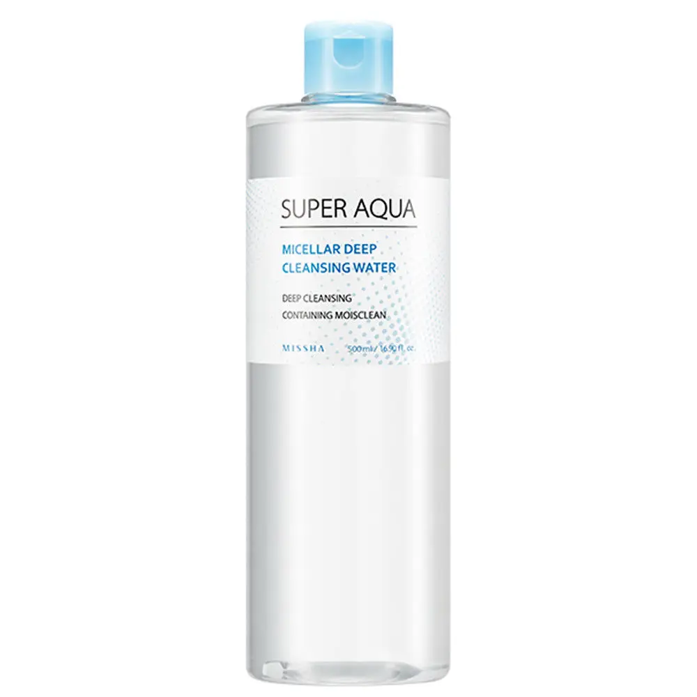 MISSHA Super Aqua Micellar Deep Cleansing Water 500ML Makeup Remover Deep Clean Eyes Lips Face Mild Clean Skin Care Shrink Pores