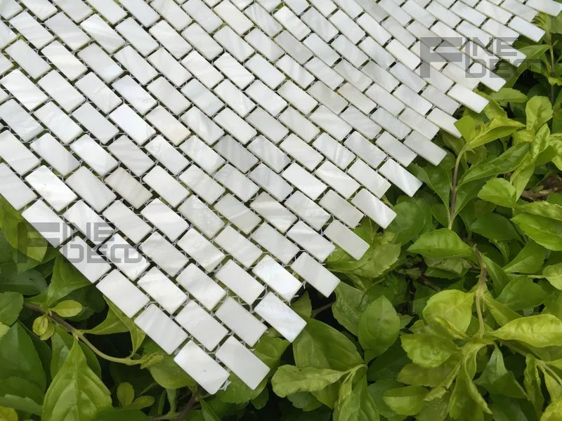 FD1101 brick pattern pure white color freshwater shell mosaic 8