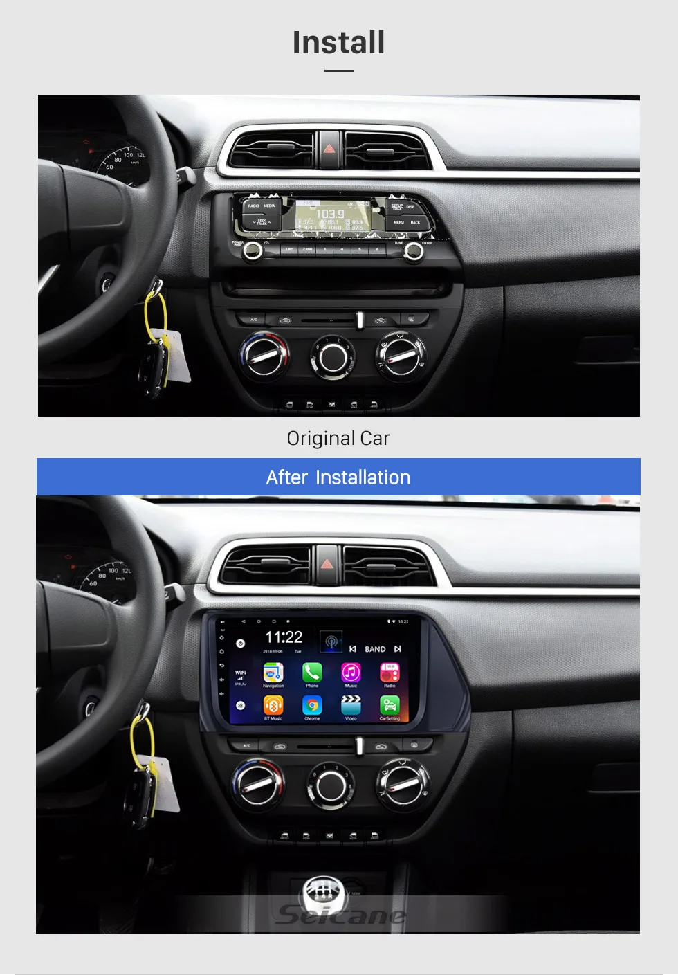 Best Seicane Car Radio Multimedia DVD Video Player Navigation GPS Android 8.1 For 2017 Hyundai VERNA support DVR SWC WIFI Bluetooth 2