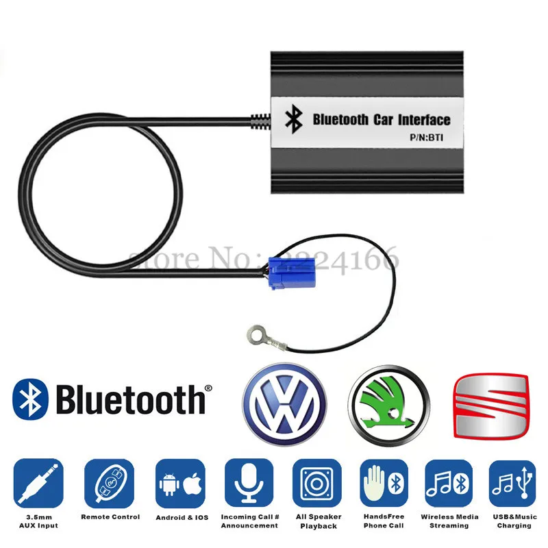 

Quality Car Bluetooth A2DP Adapter for VW Skoda Seat 8Pin 12Pin Plug Interface MP3 Music Player USB Charging Kit Car-styling