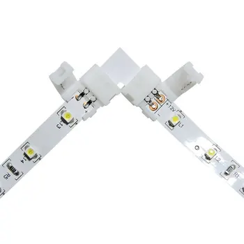 

100Pcs L-shape 2 Pin 10mm Strip to Strip Connector 2 Conductor Right Angle Corner Quick Splitter For 5050 5630 3528 Single color