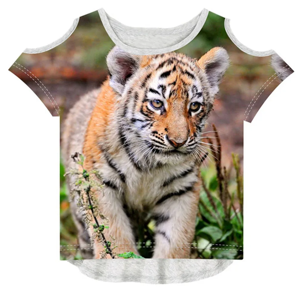 kids Girl tees Fashion best Little tiger printing girl Summer Children