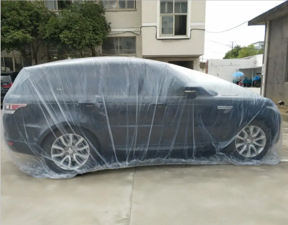 3.8*6.6M Clear Plastic Temporary Universal Disposable Car Cover Rain