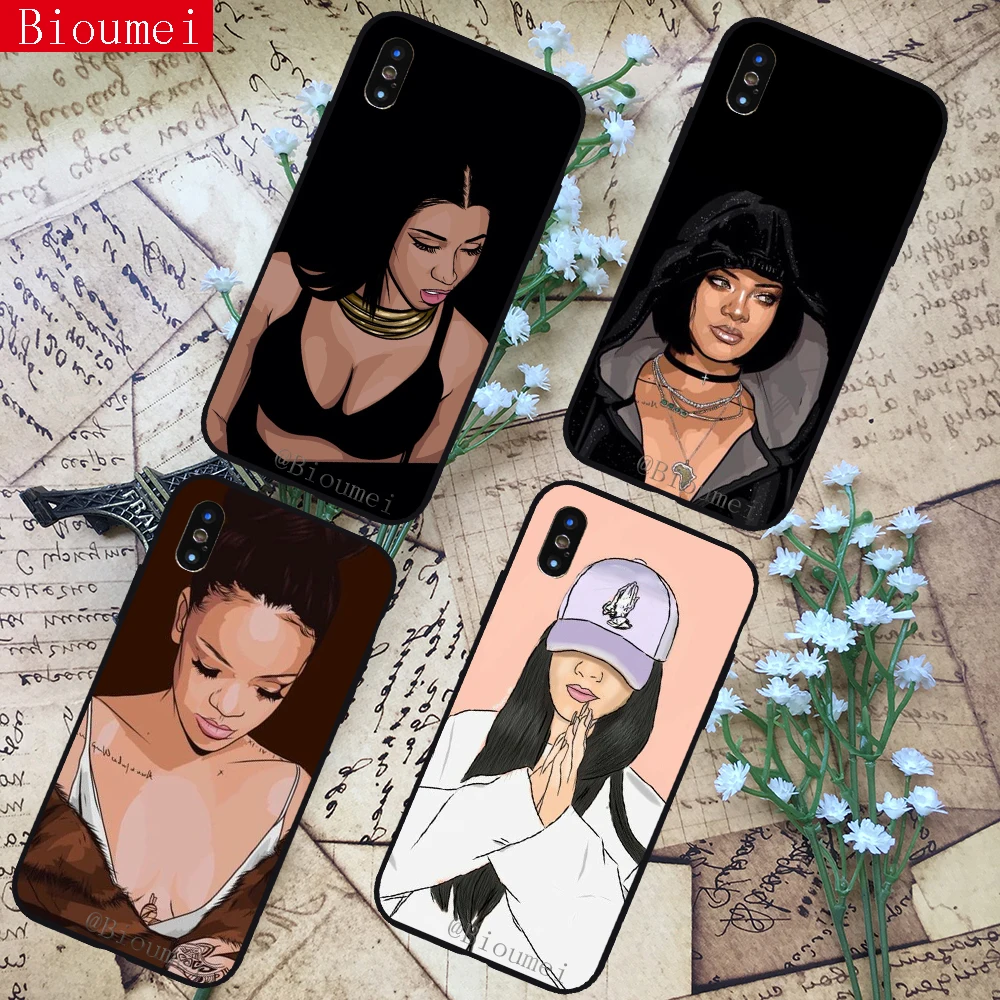 

Bioumei Black Girl Afro Melanin Poppin Aba Soft TPU Case for iphone XR XS XS Max Cover Coque for iphone 7 8 5 5S 6 6S Plus X 28