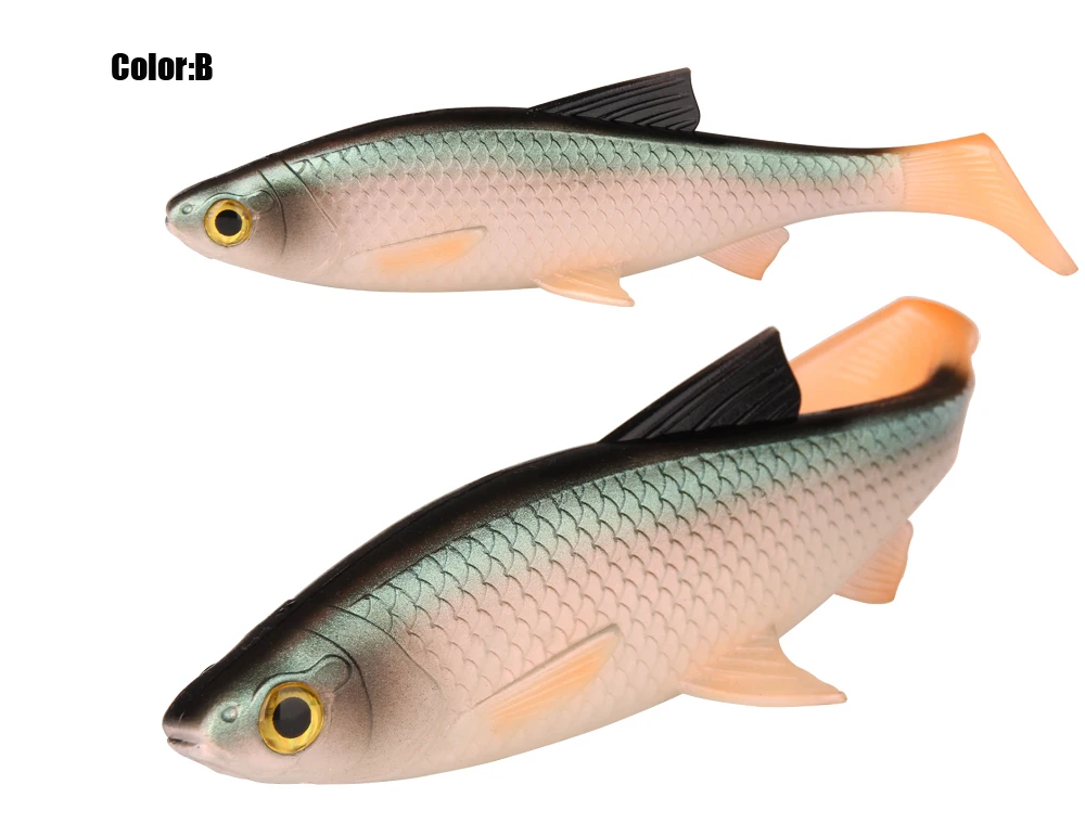 RoseWood 1pc 40g84g Perfect T-Style Tail 3D Scanned Soft Fishing Lure + 1PC Double VMC Hooks With Screw Connector For Big Game  (6)