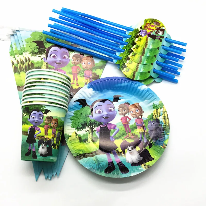 

40pcs/lot Vampirina theme birthday party supplies Vampirina theme plates banners Vampirina theme straws cups party supplies