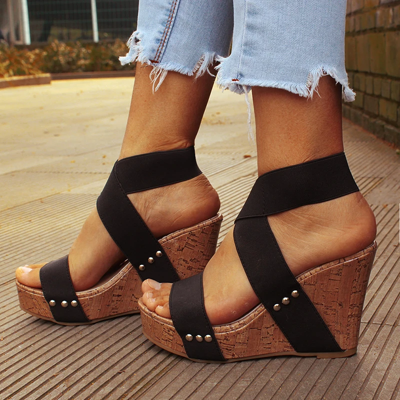 

Women Sandals 2019 Platform Sandals Wedges Shoes For Women Heels Sandalias Mujer Summer Shoes Leather Wedge Heels Sandals 43