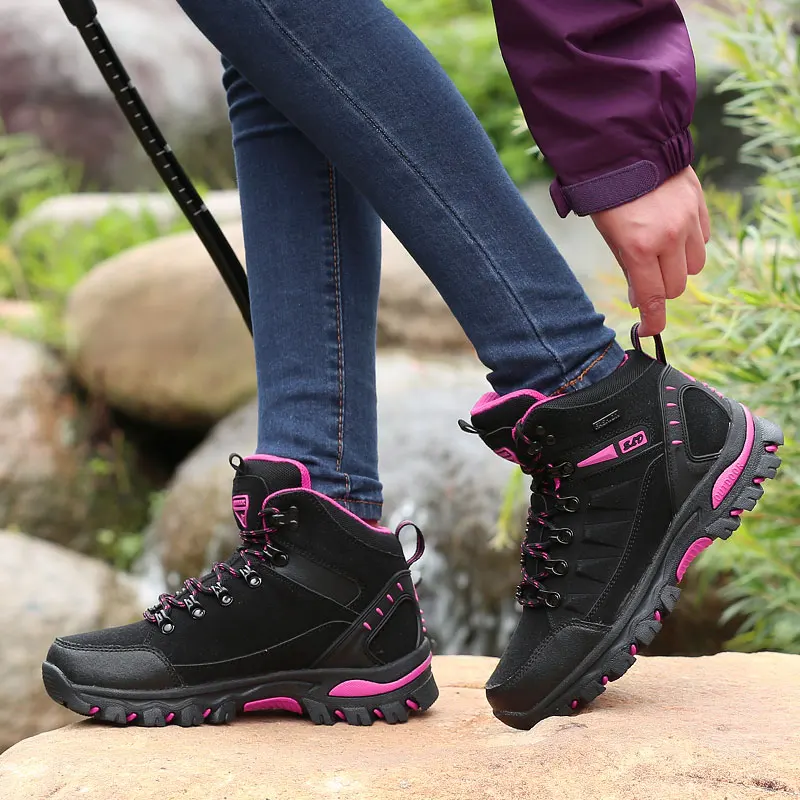 Уличная обувь для пешего туризма; Женская водонепроницаемая нескользящая обувь для альпинизма; Размеры 35-45; унисекс; прогулочная обувь; Мужская обувь для охоты