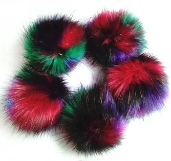 

12 pcsPurple Green Series Faux Raccoon fur Pompon 10cm Pom Irregular Color Combinations Pendant Jewelry Accessories Handicraft