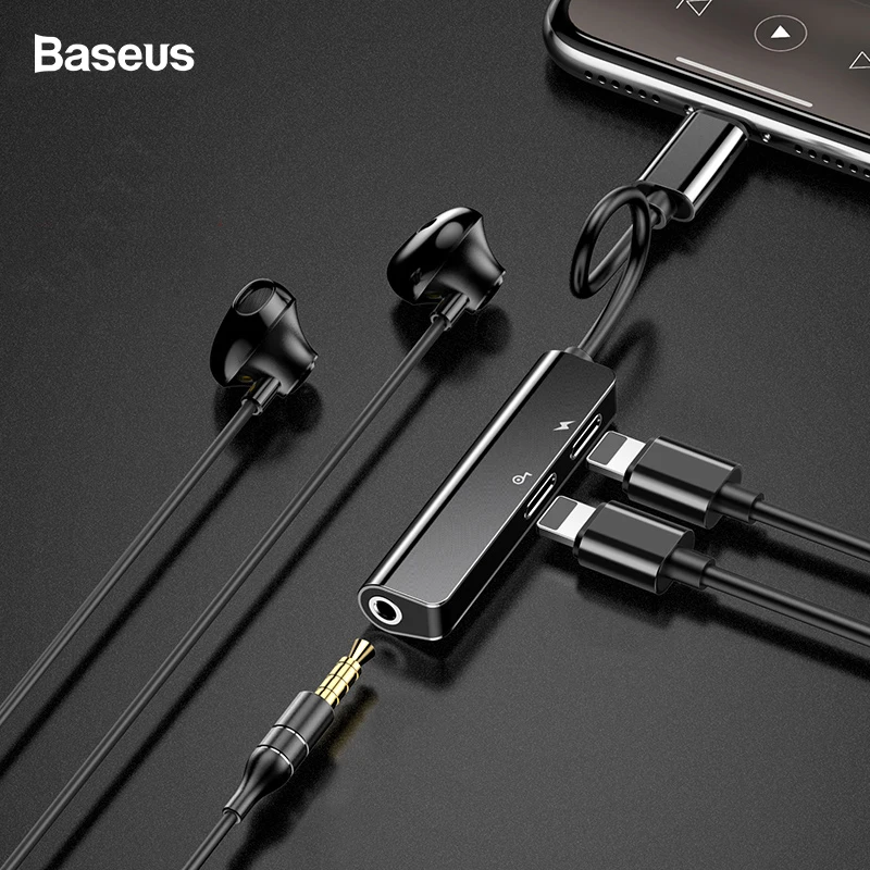 

Baseus Audio Aux Adapter For iPhone 11 Xs Max Xr X 8Plus Dual Earphone Headphone Jack OTG Cable For Lightning Splitter Converter