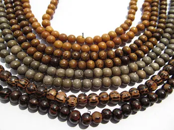 

Genuine Wood Bead 5strands 5 6 8 9 10mm round ball brown black pink grey vintange wood bead jewelry