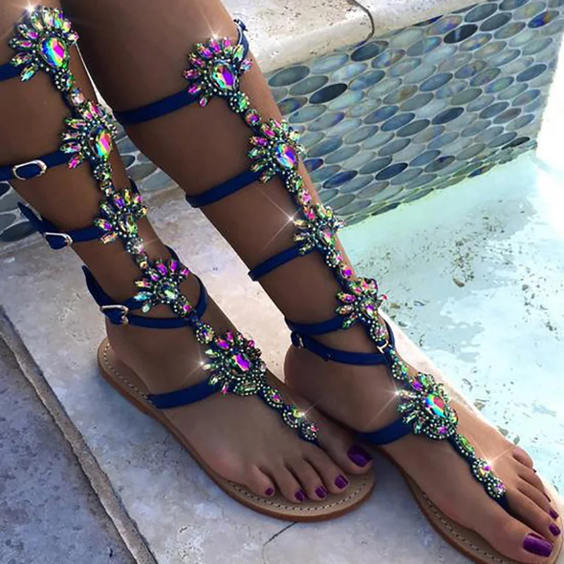 COSIDRAM-Nuevo-2018-verano-moda-mujer-Sandalias-pie-Bohemia-Rhinestones-flores-zapatos-playa-Sandalias-Mujer-Zapatos