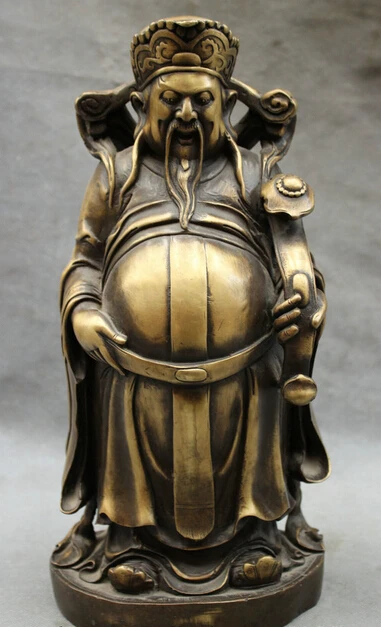 

shitou 002403 13" FengShui Chinese Pure Bronze Taoism Wealth Fu RuYi Mammon God Statue Set discount 30% (C0324)