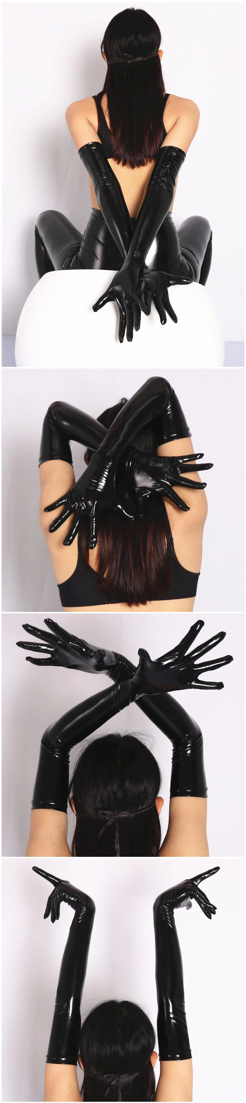 Сексуальная ПВХ блестящий Перчатки Латексные Искусственная кожа длинные перчатки панк перчатки Сексуальная Хип-поп-джаз наряд варежки