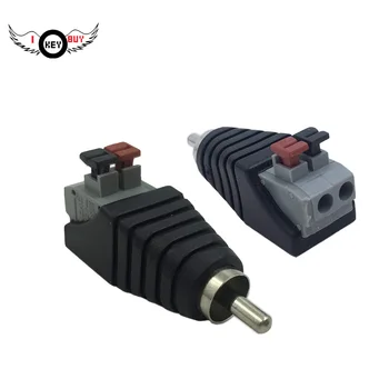 

I Key Buy 2PCS Speaker Phono RCA Male to 2 Screw Terminal Strip Audio Video Spring Press Type Balum Connector Adapter