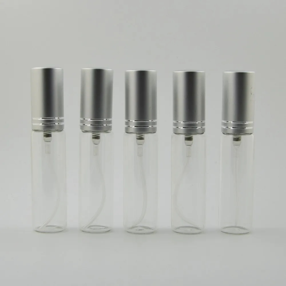 

5ml (5pieces/lot) Free Shipping Glass Perfume Bottle Pump Spray With Silver Cap Sprayer Atomizer Wholesale