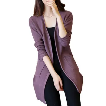 

Sweater Cardigan Women Casual Pockets Knitted Cardigan Female Elegant Streetwear Ladies Tops V-Neck Long Sleeve Cardigan Q1631