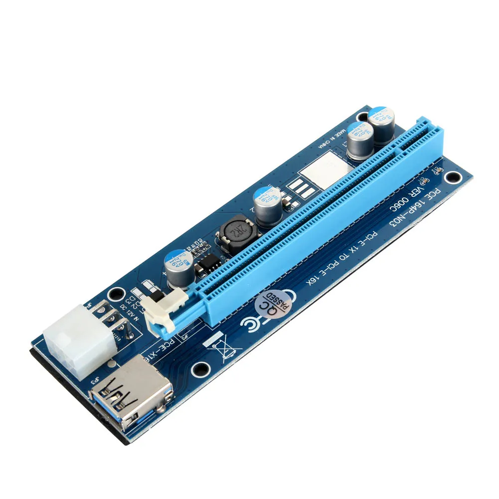 Горячая PCI Express Riser Card E 6Pin 1x к 16x расширитель с USB 3 0 кабель для передачи данных +