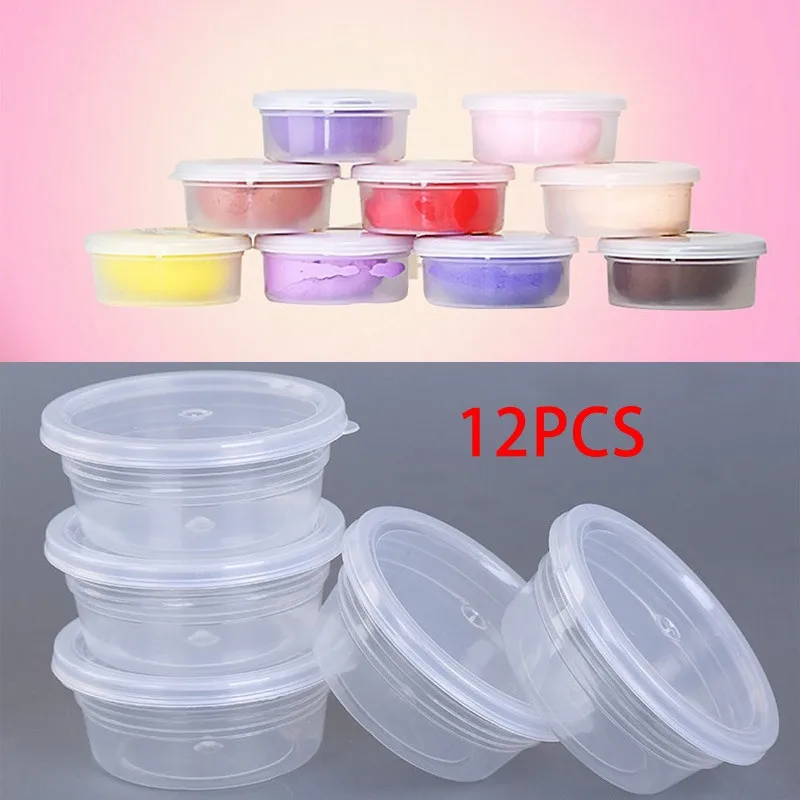 

12 pcs Organizer Slime Box New Plastic Transparent Slime Containers Storage Box With Lids For Fluffy Clear Slime Mud d1