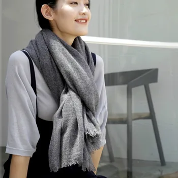 

Solid Love Japanese Fluffy Wool Scarf In Autumn and Winter Long Super Big Sheep Lamb Cashmere Shawl and The Female Color