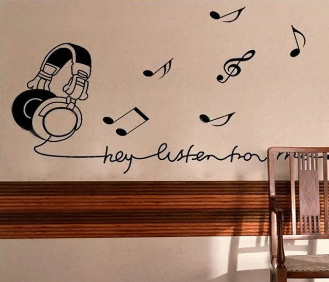 vinyl wall stickers music room earphone home decor bedroom creative