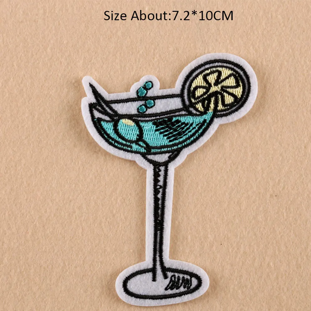 

New DIY Patches Stickers Drink Mouth Iron on Embroidered Patch Sew on Embroidery Patches Applique Garment Clothes DIY Accessory