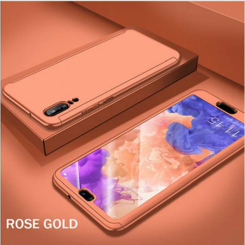 Розовый 360 градусов полный защитный чехол для huawei Y7 Y6 Pro PSmart Mate20 P20 P30 Lite Pro Honor 8A 8C 7A 7C чехол для телефона со стеклом - Цвет: Розовый