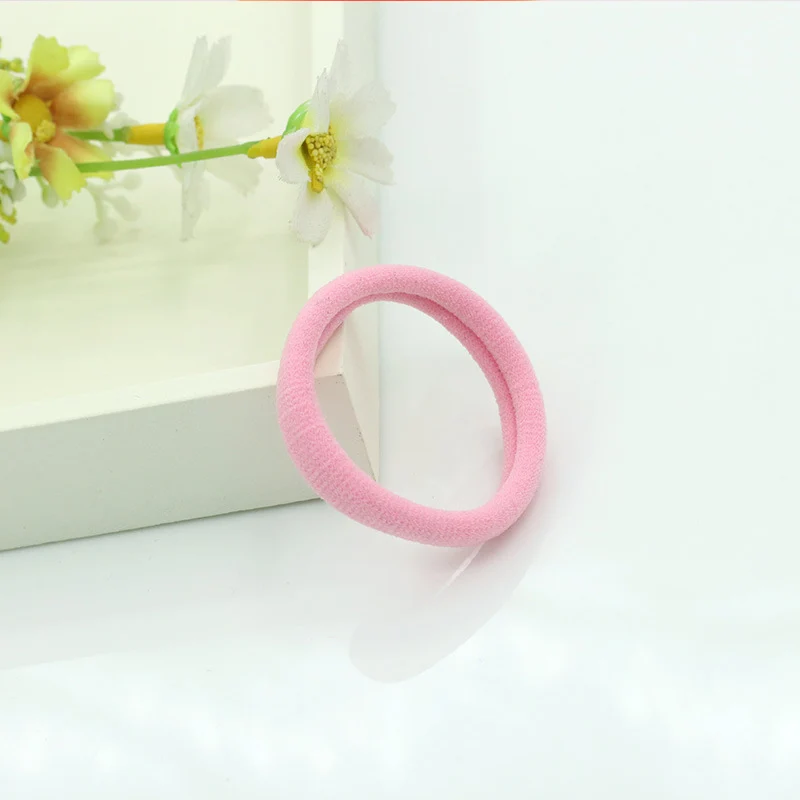 5pcs Women Girls High Elasticity 4cm Medium Thick Rolled Towel Hair Rope Candy Solid Color Rubber Band Ring Ponytail Holder