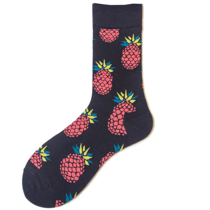 Фирменное Качество, Размер 40-47, мужские носки в британском стиле, лимон, вишня, арбуз, фрукты, длинные хлопковые мужские носки, большие размеры