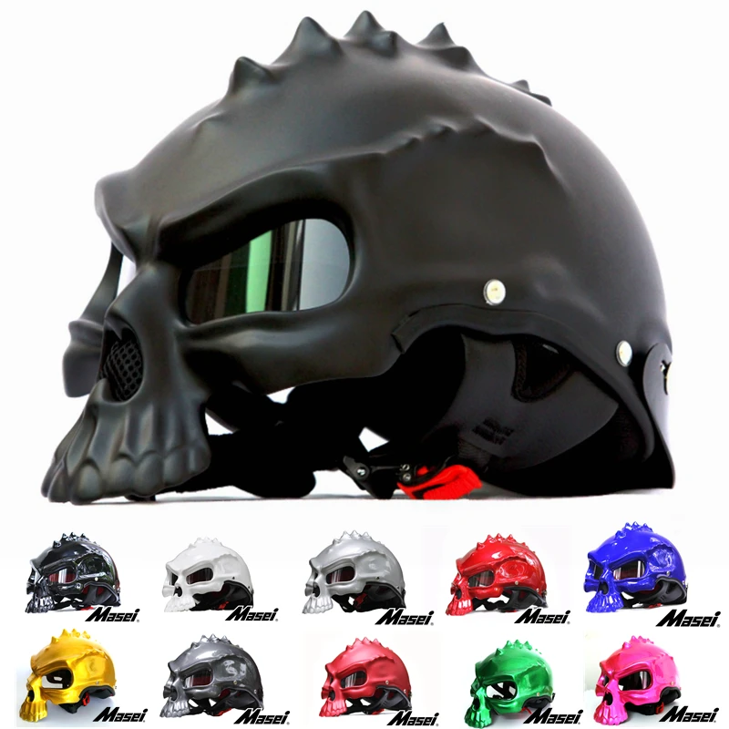 Masei 15 Color 489 Dual Use Skull Motorcycle Helmet Capacete Casco Novelty Retro Casque
